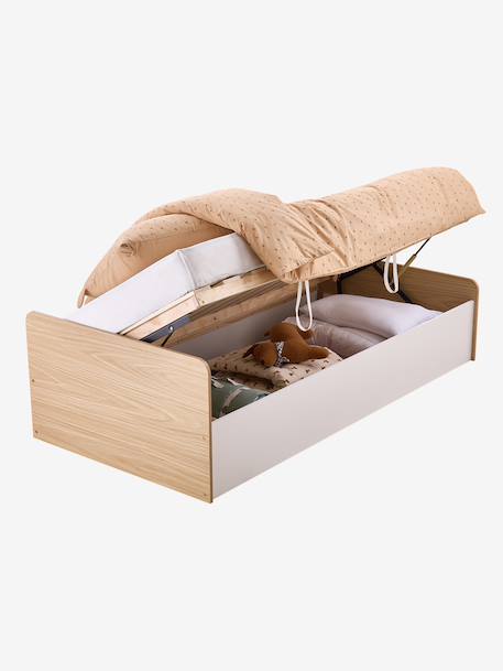 Lit enfant coffre rangement bois 90x190cm blanc - vertbaudet enfant 