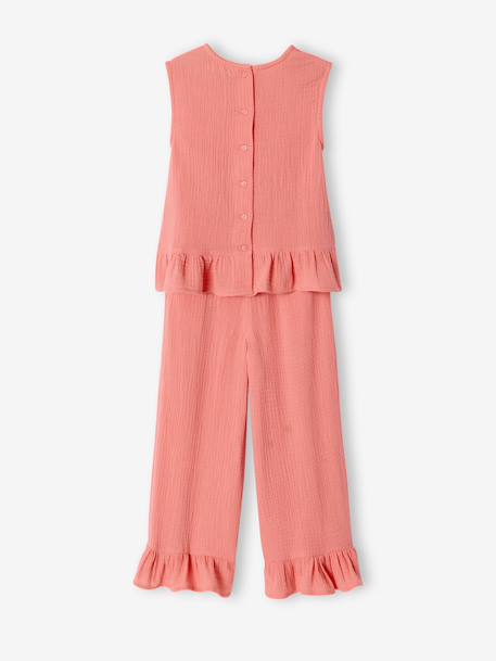 Ensemble blouse pantalon volants corail - vertbaudet enfant 