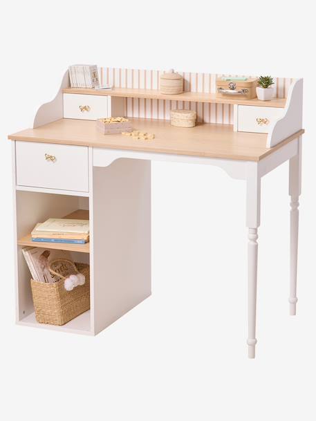Houten kinderbureau met opbergruimtes ecru - vertbaudet enfant 