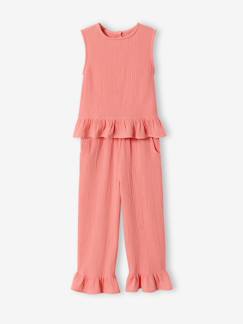 -Set met blouse en broek met ruches