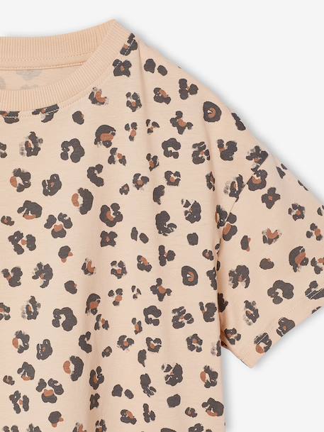 T-shirt fille imprimé manches courtes anthracite+beige+jaune pâle+sable - vertbaudet enfant 