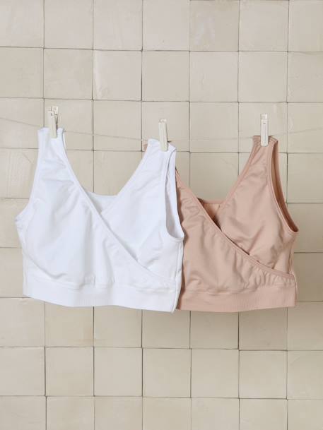 Lot de 2 brassières d'allaitement sans coutures en microfibre beige+encre+Lot anthracite/noir - vertbaudet enfant 
