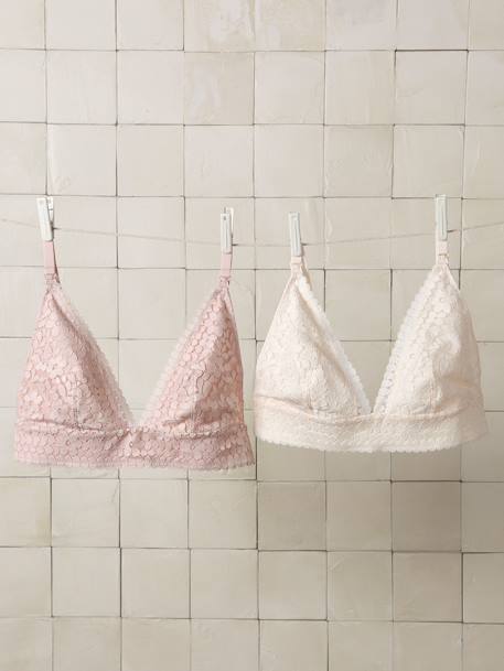 Set van 2 triangle beha's voor borstvoeding roze (poederkleur) - vertbaudet enfant 
