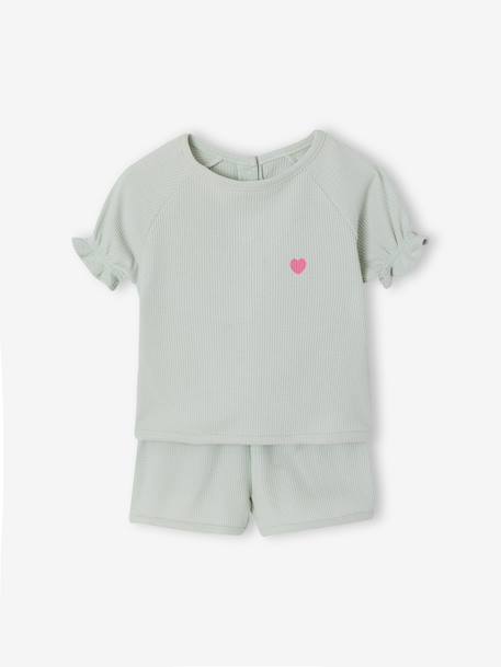 Lot 2 pyjashorts fille pratique vert sauge - vertbaudet enfant 
