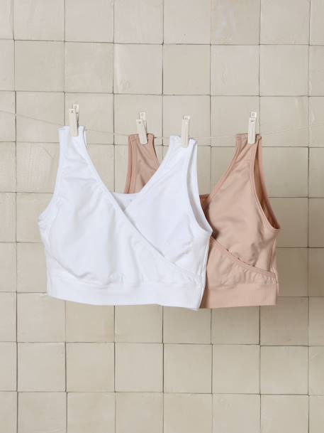 Lot de 2 brassières d'allaitement sans coutures en microfibre beige+encre+Lot anthracite/noir - vertbaudet enfant 