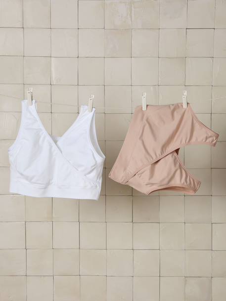 Set met 2 naadloze microvezel voedingsbeha's beige+inkt+Set antraciet/zwart - vertbaudet enfant 