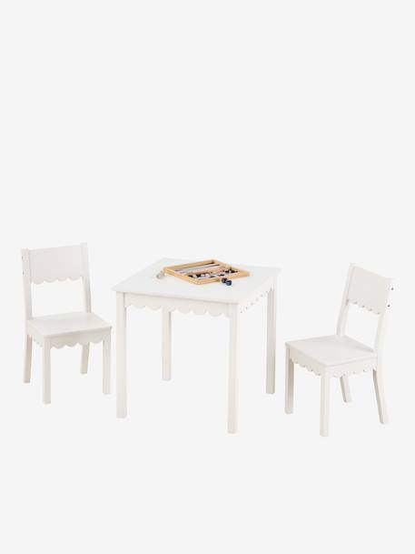 Tafel en 2 kinderstoelen met feston wit - vertbaudet enfant 