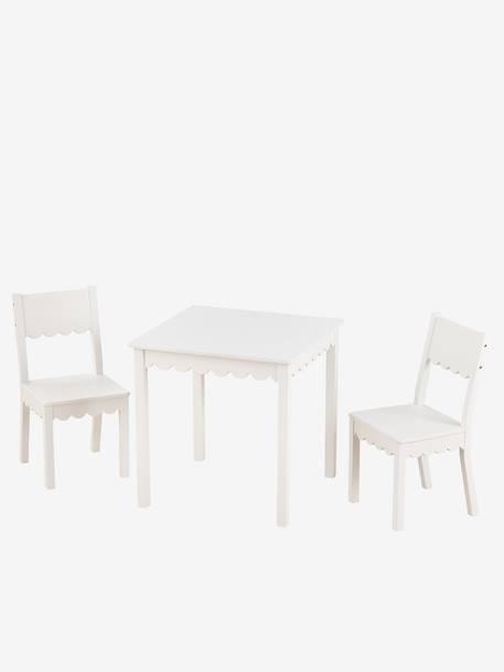 Tafel en 2 kinderstoelen met feston wit - vertbaudet enfant 