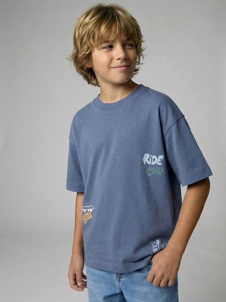 Lot 2 T-shirt manches courtes bleu grisé - vertbaudet enfant 
