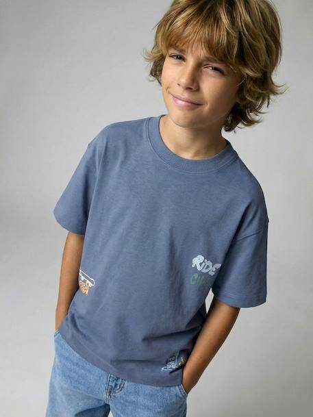 Lot 2 T-shirt manches courtes bleu grisé - vertbaudet enfant 