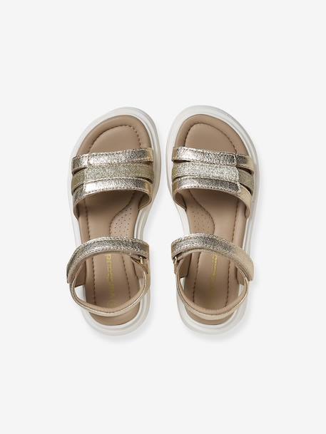 Leren sandalen met klittenband voor meisjes goud - vertbaudet enfant 