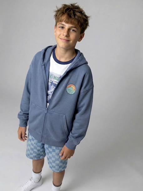 Sweat zippé oversize bleu grisé - vertbaudet enfant 