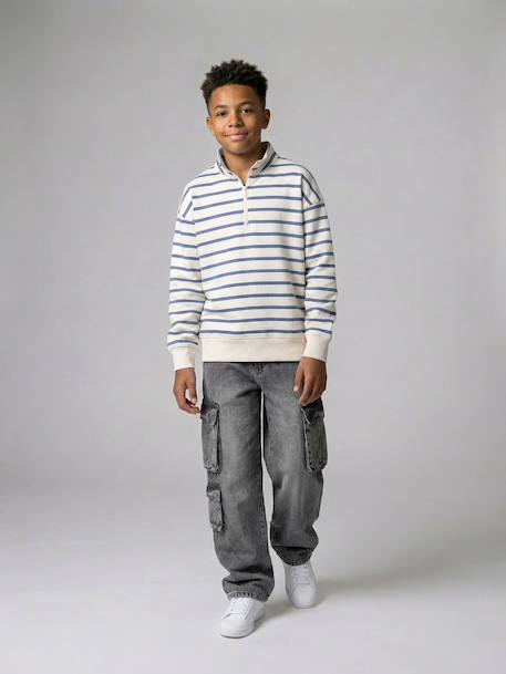 Jean garçon loose battle denim bleached+denim gris - vertbaudet enfant 