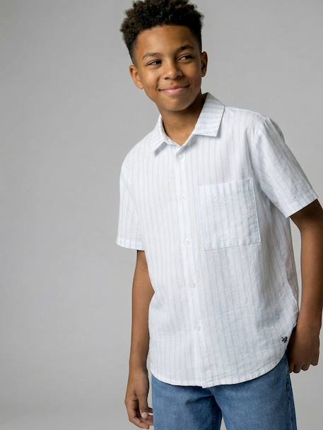 Chemise manches courtes rayé rayé bleu - vertbaudet enfant 