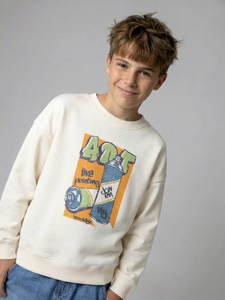 Lot 2 sweats manches longues graffiti vert sauge - vertbaudet enfant 
