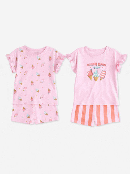 Fille-Pyjama, surpyjama-Lot 2 pyjashorts manches courtes fille