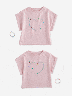 -Lot 2 T-shirts et 2 bracelets meilleures amies 