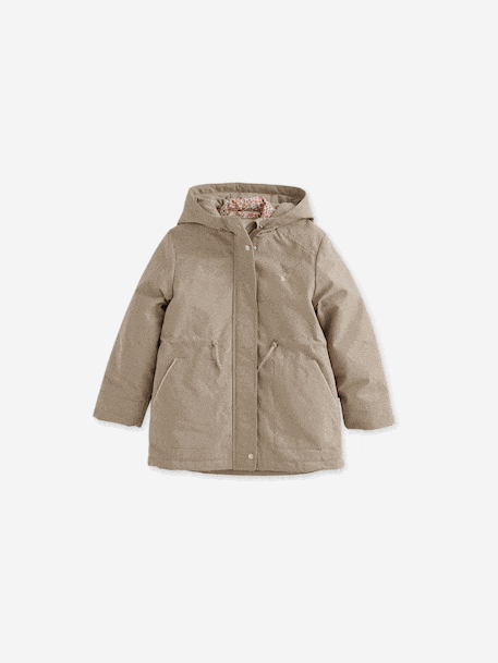 Parka fille 3 en 1 parka et coupe-vent imprimé fleurs kaki - vertbaudet enfant 