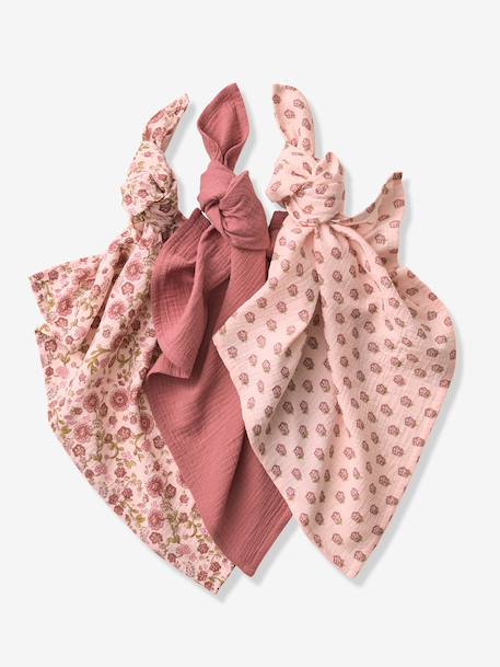 Lot 3 langes bébé gaze coton rose imprimé - vertbaudet enfant 