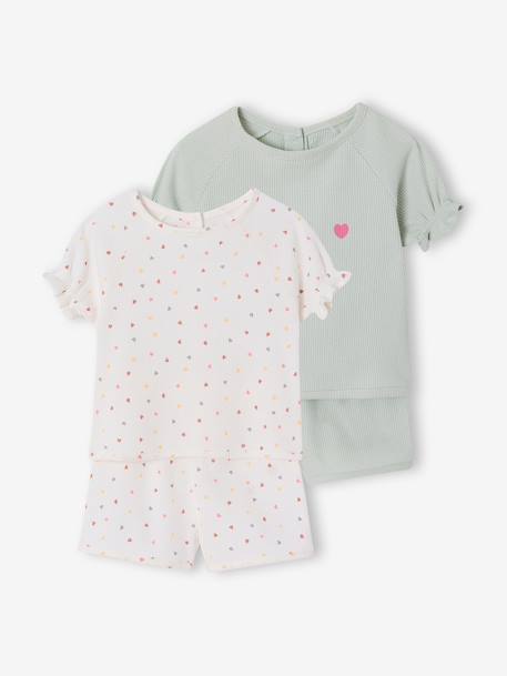 Lot 2 pyjashorts fille pratique vert sauge - vertbaudet enfant 