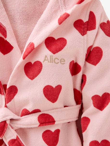 Peignoir en coton imprimé coeurs rose imprimé - vertbaudet enfant 