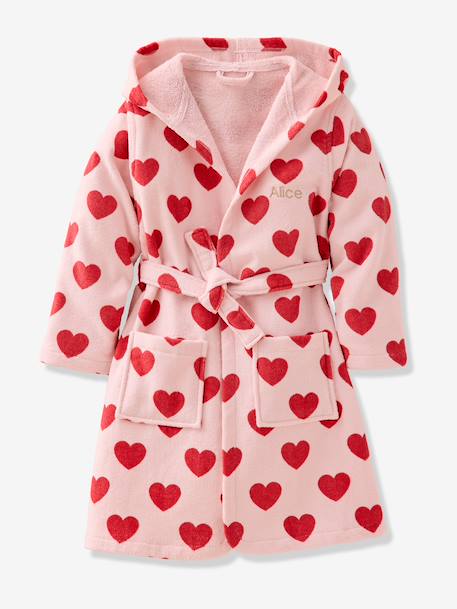 Peignoir en coton imprimé coeurs rose imprimé - vertbaudet enfant 