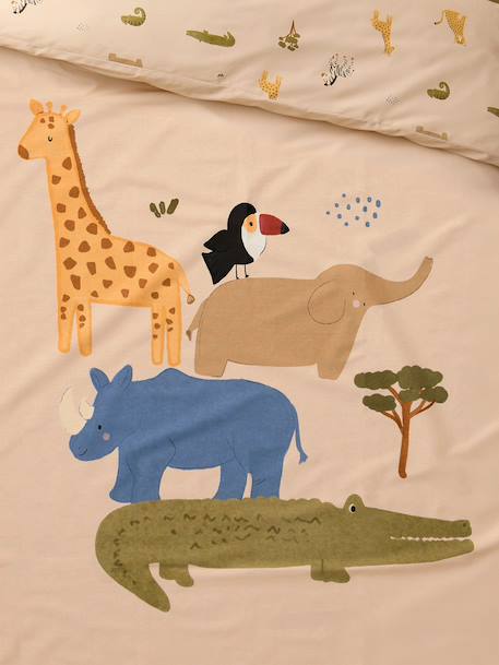 Kinderbeddengoed set dekbedovertrek en kussensloop DIERENVRIENDJES wit, bedrukt - vertbaudet enfant 