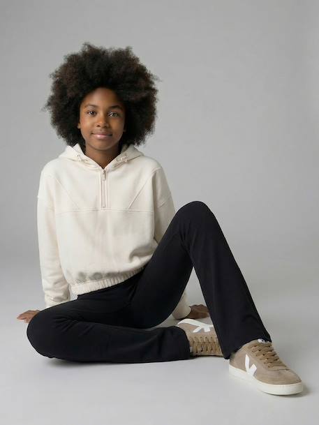 Sweater voor meisjes met capuchon voor sport vanille - vertbaudet enfant 