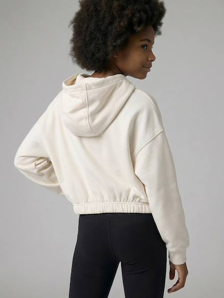 Sweat fille capuche sport vanille - vertbaudet enfant 