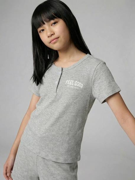 Lot 2 pyjamas court et long gris chiné - vertbaudet enfant 