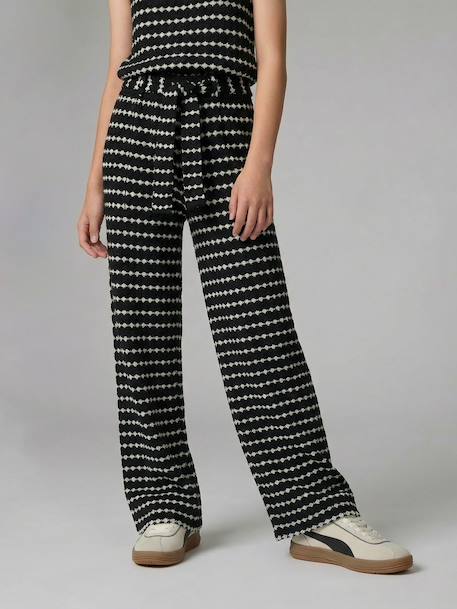 Fille-Pantalon large en maille fantaisie fille