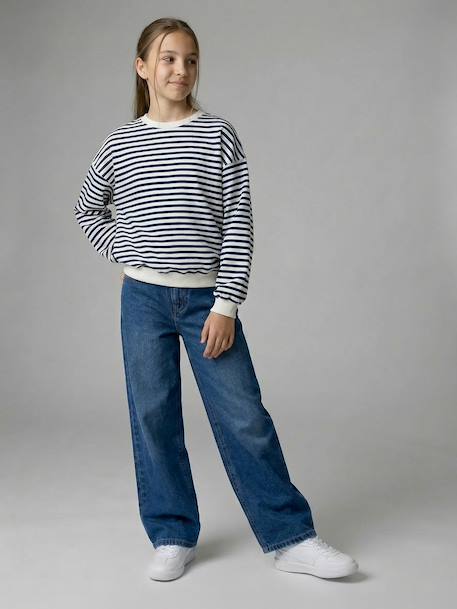Pantalon large fille denim bleu clair+bleu moyen+denim gris - vertbaudet enfant 