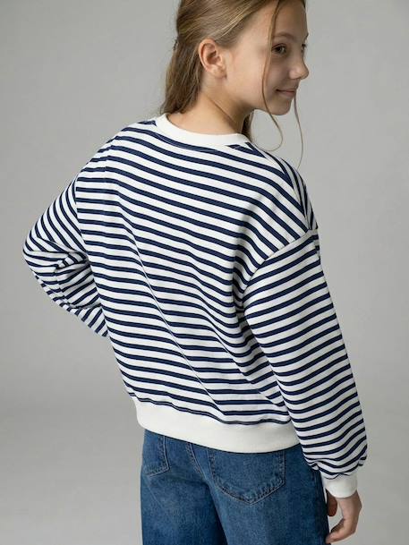 Sweater met wijde pasvorm bruin+marineblauw+vanille - vertbaudet enfant 