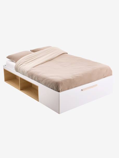 Lit double avec rangement ASPEN 140x200cm blanc - vertbaudet enfant 