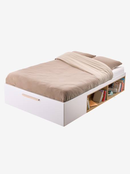 Lit double avec rangement ASPEN 140x200cm blanc - vertbaudet enfant 
