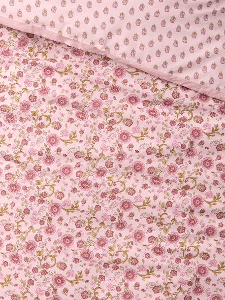Parure housse de couette et taie d'oreiller rose imprimé - vertbaudet enfant 