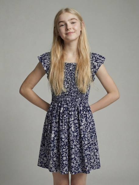 Robe smockée imprimée marine - vertbaudet enfant 