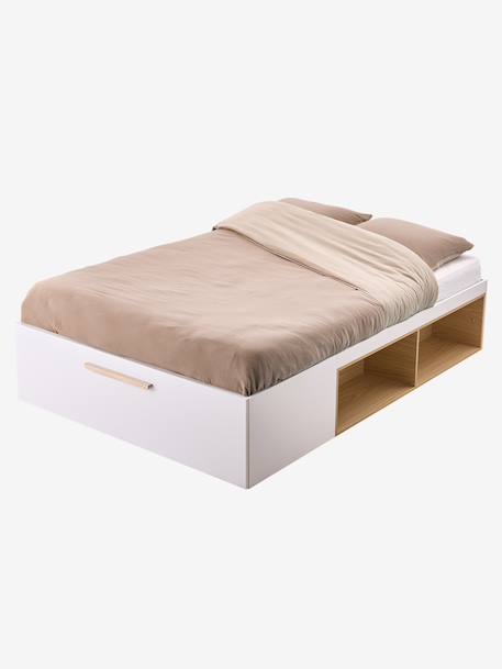 Lit double avec rangement ASPEN 140x200cm blanc - vertbaudet enfant 