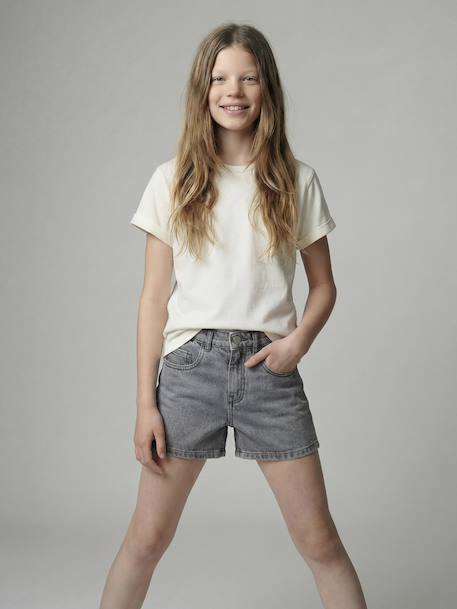 Short enfant en denim coton bleu moyen+denim gris - vertbaudet enfant 