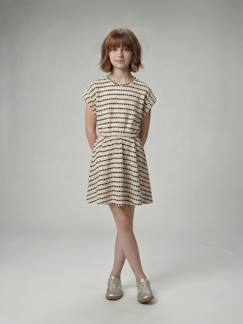 -Robe maille fantaisie fille ajourée côtés