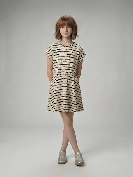 Fille-Robe maille fantaisie fille ajourée côtés