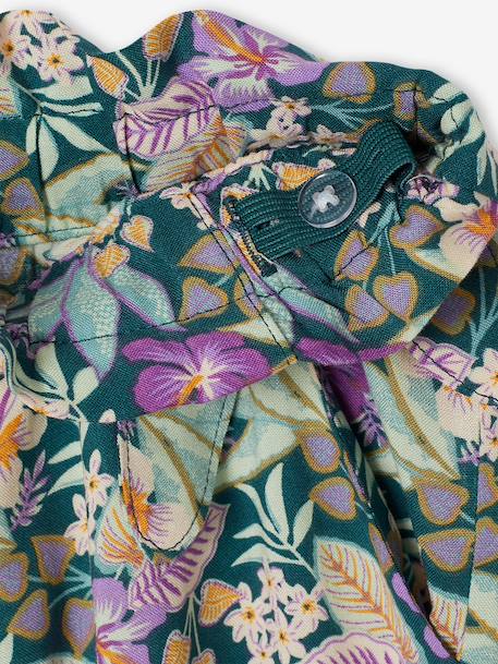 Pantalon fille large motifs fleurs vanille+vert - vertbaudet enfant 