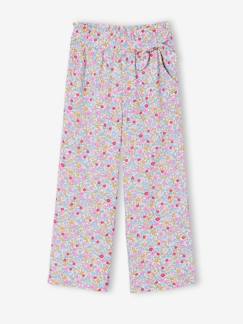 -Pantalon fille large motifs fleurs 