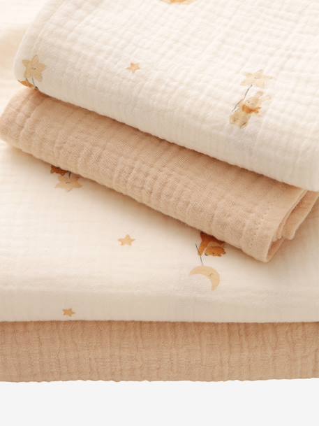 Lot 4 langes en gaze de coton blanc imprimé - vertbaudet enfant 