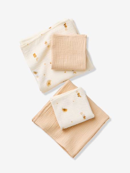 Lot 4 langes en gaze de coton blanc imprimé - vertbaudet enfant 