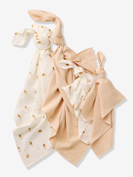 Lot 4 langes en gaze de coton blanc imprimé - vertbaudet enfant 
