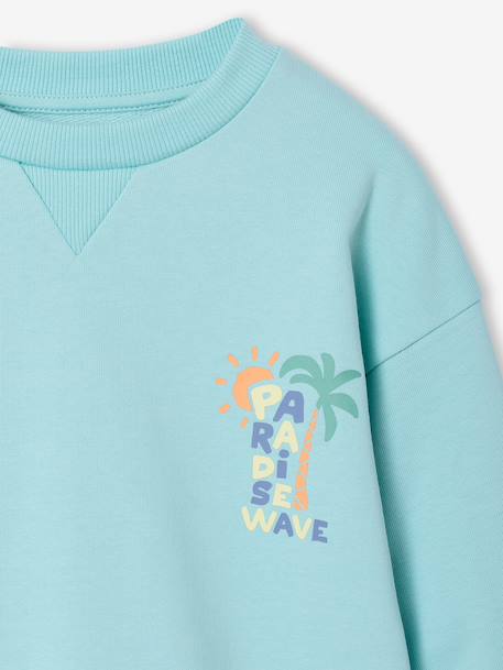 Sweater met ronde hals en lange mouwen blauwgroen+lichtgeel+mango - vertbaudet enfant 