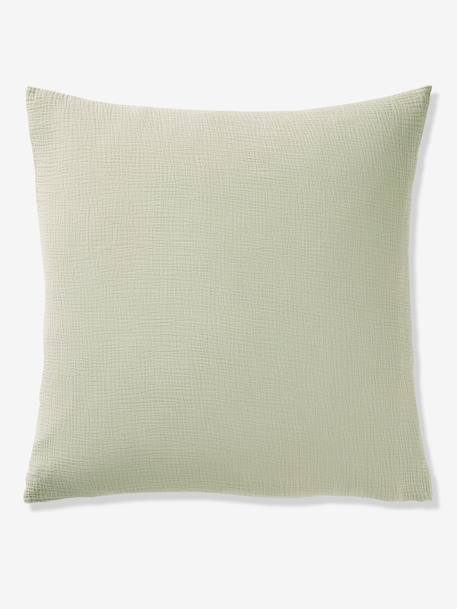 Parure housse de couette et taie d'oreiller unie vert sauge+vieux rose - vertbaudet enfant 