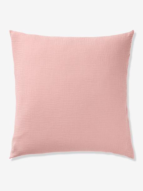 Parure housse de couette et taie d'oreiller unie vert sauge+vieux rose - vertbaudet enfant 