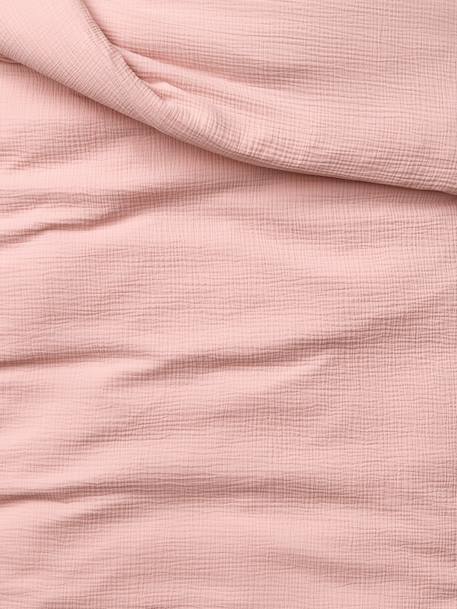 Parure housse de couette et taie d'oreiller unie vert sauge+vieux rose - vertbaudet enfant 